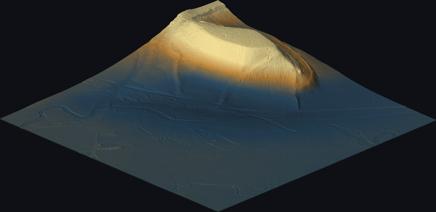 Le même site vu du nord-est, montrant ce qu'un seul angle de vue dissimule